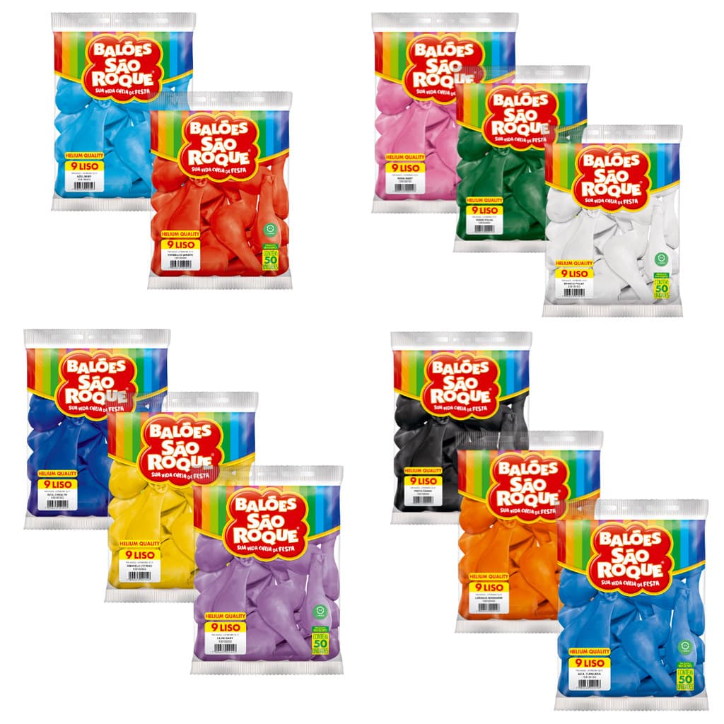 50 Balões Festa Aniversario Bexiga N°9 Grande Varias Cores