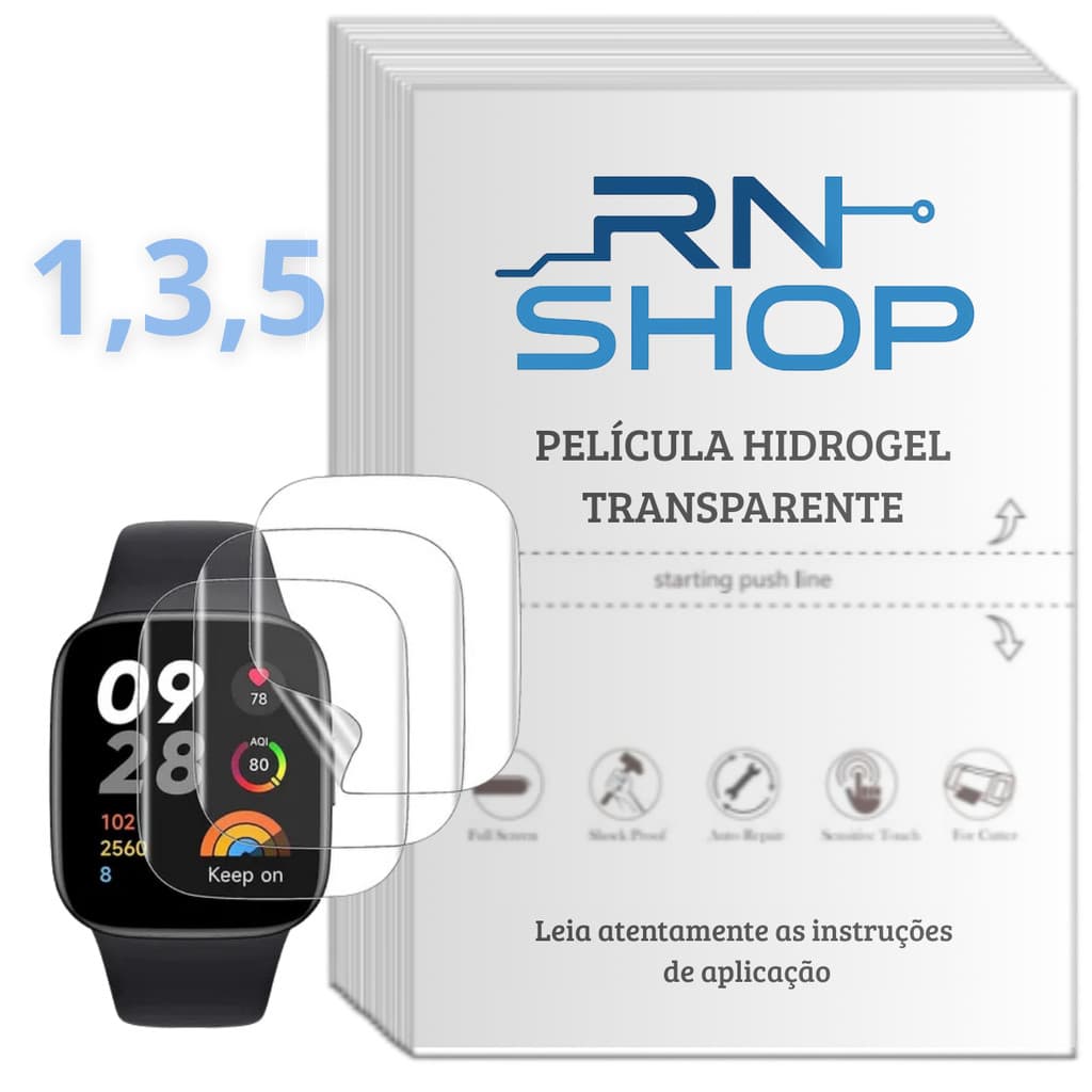 1, 3, 5 Película Hidrogel HD ou Fosca Smartwatch Redmi Watch 5,4,3,2 Smart Band Pro Lite Active Todos Modelos