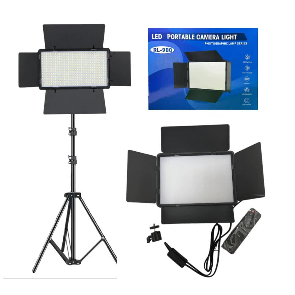Luz LED Portátil para Câmera RL-900 com Tripé 2m- Perfeita para Lives, Fotografia e Estúdio!-JACKCELL