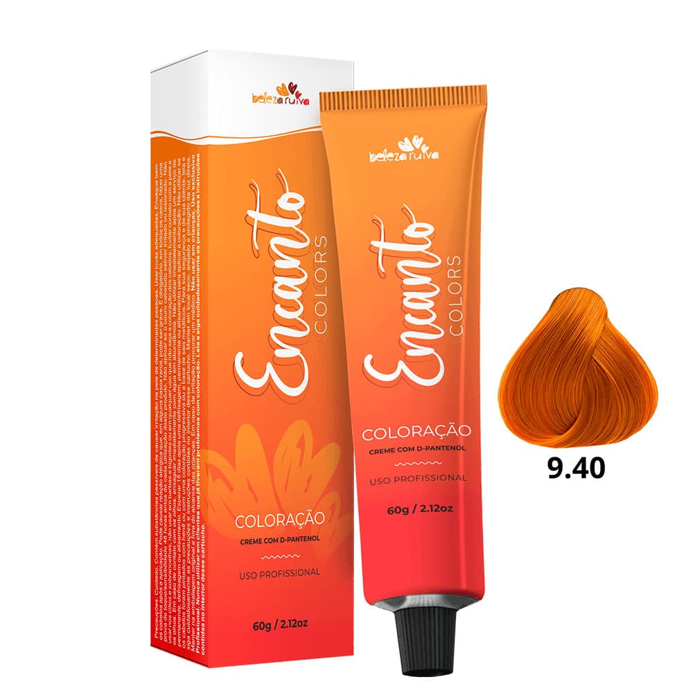 Beleza Ruiva Coloração Encanto Colors 9.40 Louro Muito Claro Cobre Laranja - 60g