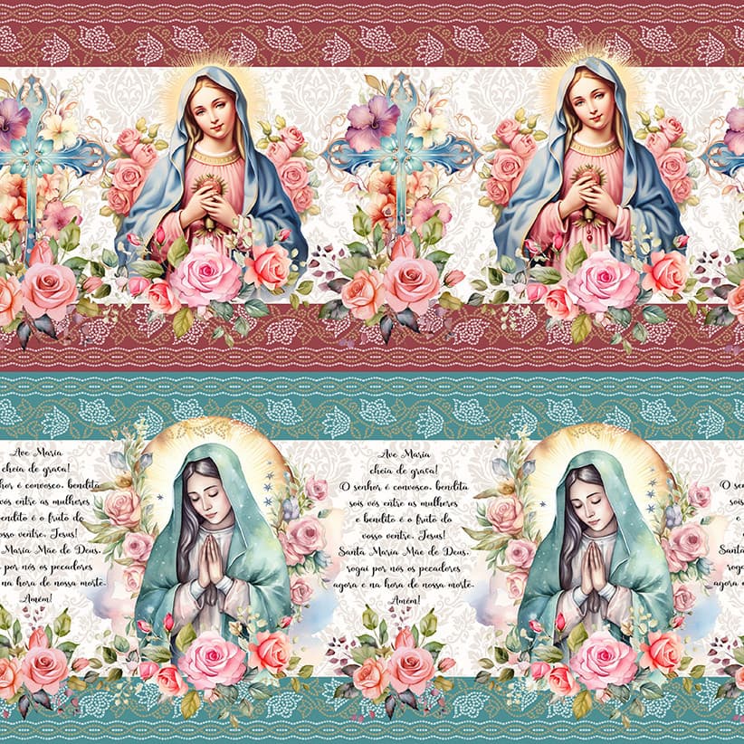 Tricoline Digital Barrado Maria, 100% Algodão, 50cm x 1,50mt