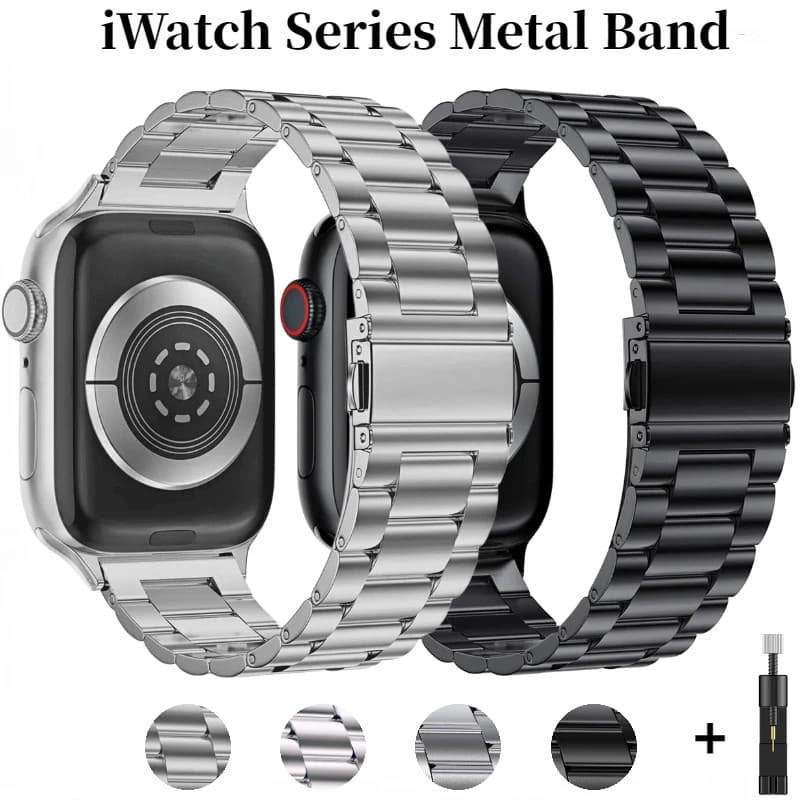 Pulseira Para Apple Watch Iwo W37 PRO 20/22/38/42/40/44/41/45 /49 mm-Aço Elos 3 GOMADO