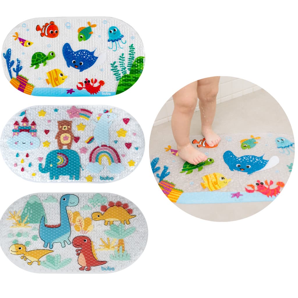 Tapete de Banho Infantil Com Ventosa Antiderrapante Para Banheiro e Box Bebê Buba