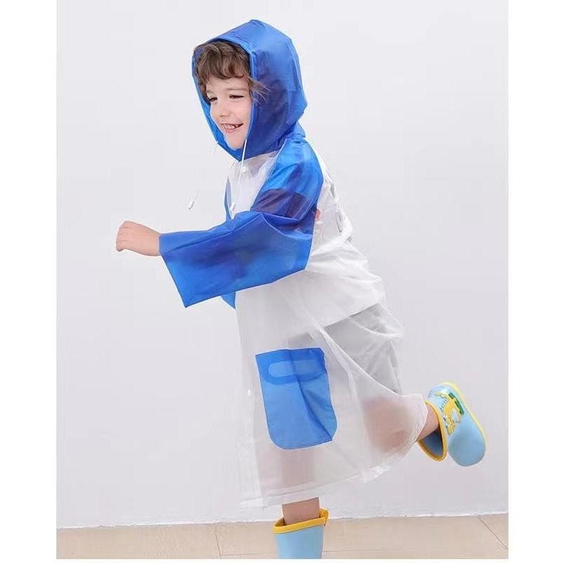 Capa de chuva infantil menino menina com capuz e bolsos
