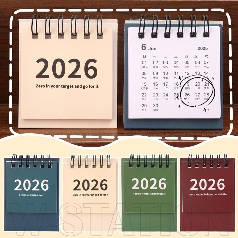 4 Unidades 2026 Mini Calendário De Mesa-Agenda Anual-Flip Over Em Bobina-Lista De Tarefas Livros Bloco De Notas Portátil