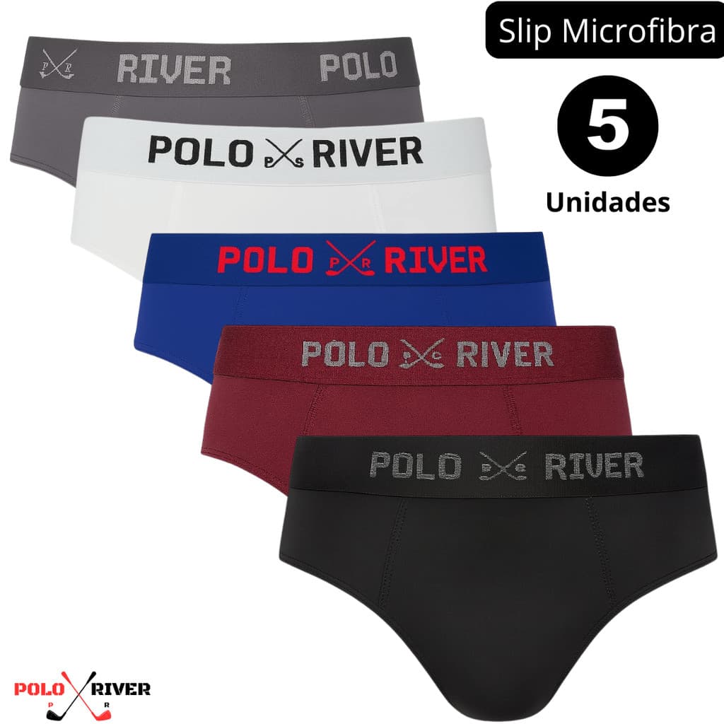 Kit 5 Cuecas Slip Microfibra Polo River