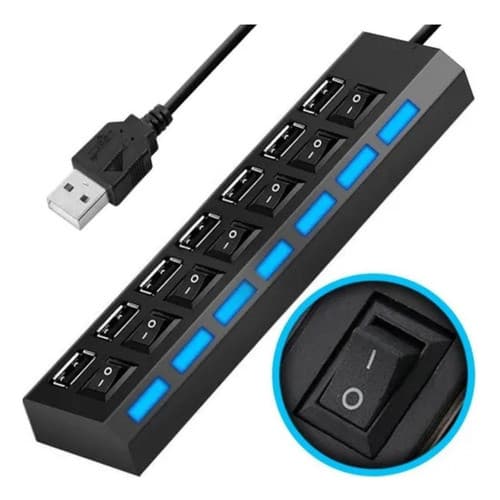 Extensão Hub Régua 7 Portas Usb 2.0 7 Portas Pc Hd Externo Pendrive
