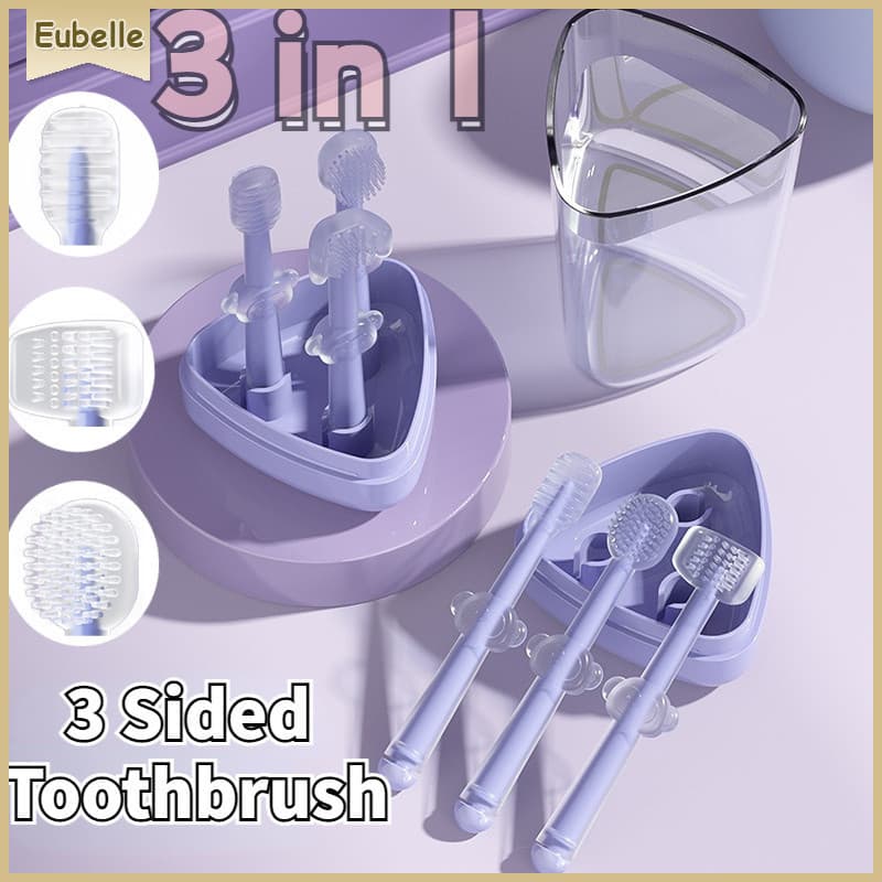 3pcs Escova De Dentes Recém-Nascido Língua Limpeza Oral 0-2 anos Cuidados Dentários