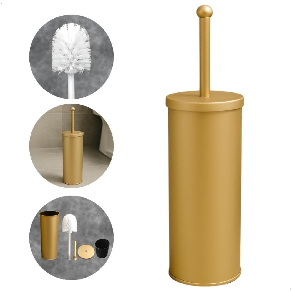 Escova Sanitária Dourada com Suporte Aço Inox Crie & Construa