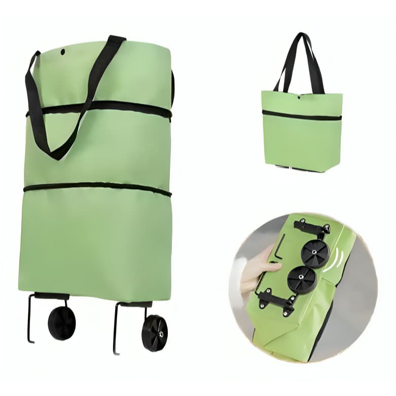 Carrinho De Compras Para Feira E Supermercado Com Sacola Dobrável E 2 Rodas ReforçadSecadores de Calçadosas