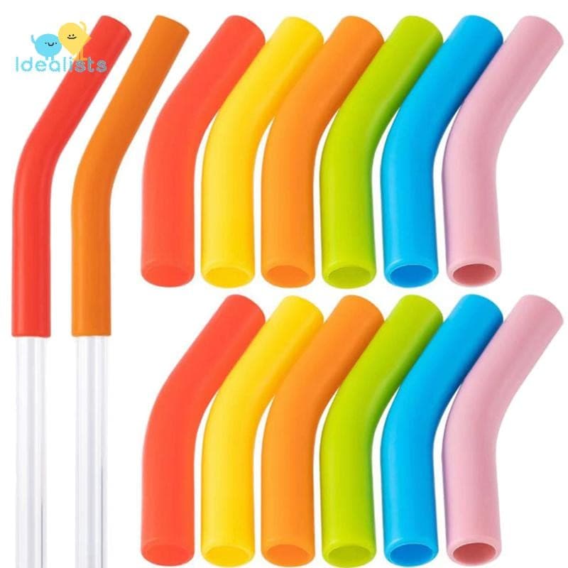 Idealistas 6 Pçs/Set Capas De Palha De Silicone Macio Canudos Dicas Adequadas Para Bicos Aço Inoxidável Reutilizáveis De