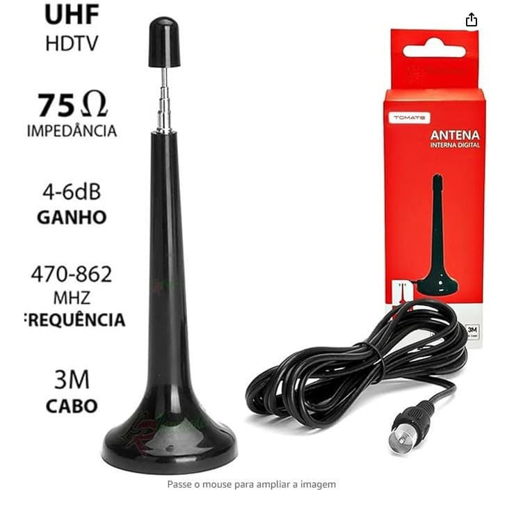 Antena Interna Digital Tv Digital Hdtv Dtv Tomate Mtv 3015