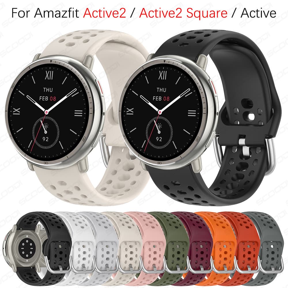 Pulseira De Silicone Original Para Huami Amazfit Active 2/Square Sport Respirável Bip 3 Us/GTS 4 3 2 4mini Acessórios De