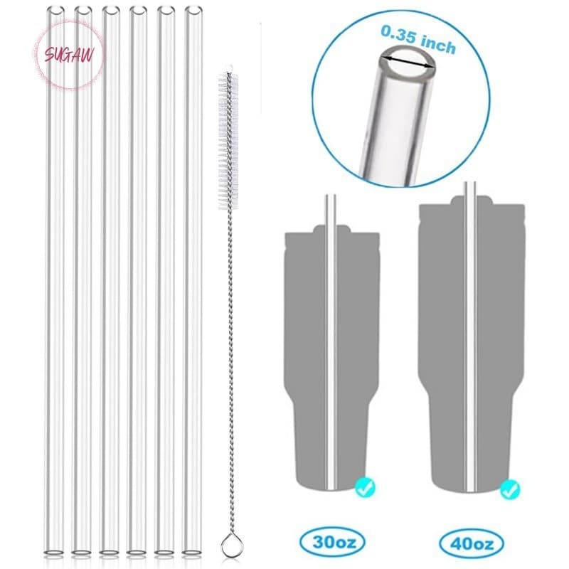 3/7pcs Conjunto de canudos de bebidas transparentes, 9mm de canudo de garrafa de água para Copo 30/40oz SUGAW