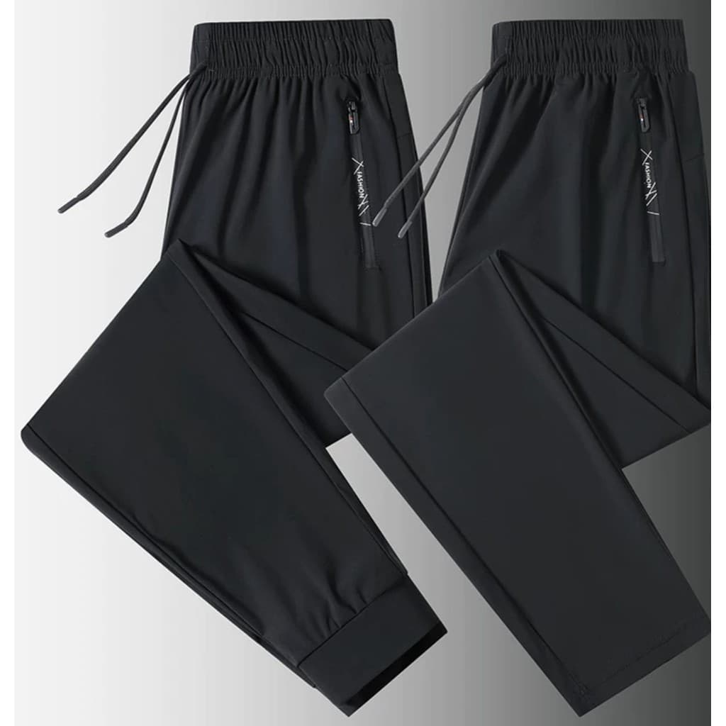 KIT 2 Calça Jogger Preta Masculina Dry Fit Com Fitas Esportiva