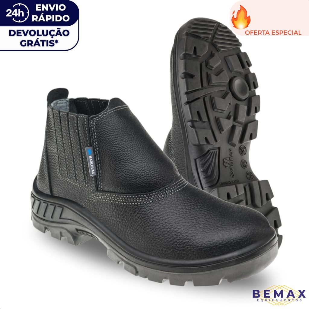 Bota Marluvas Elastico 95b19 Botina Segurança Em Couro Bico Pvc Epi CA 41419