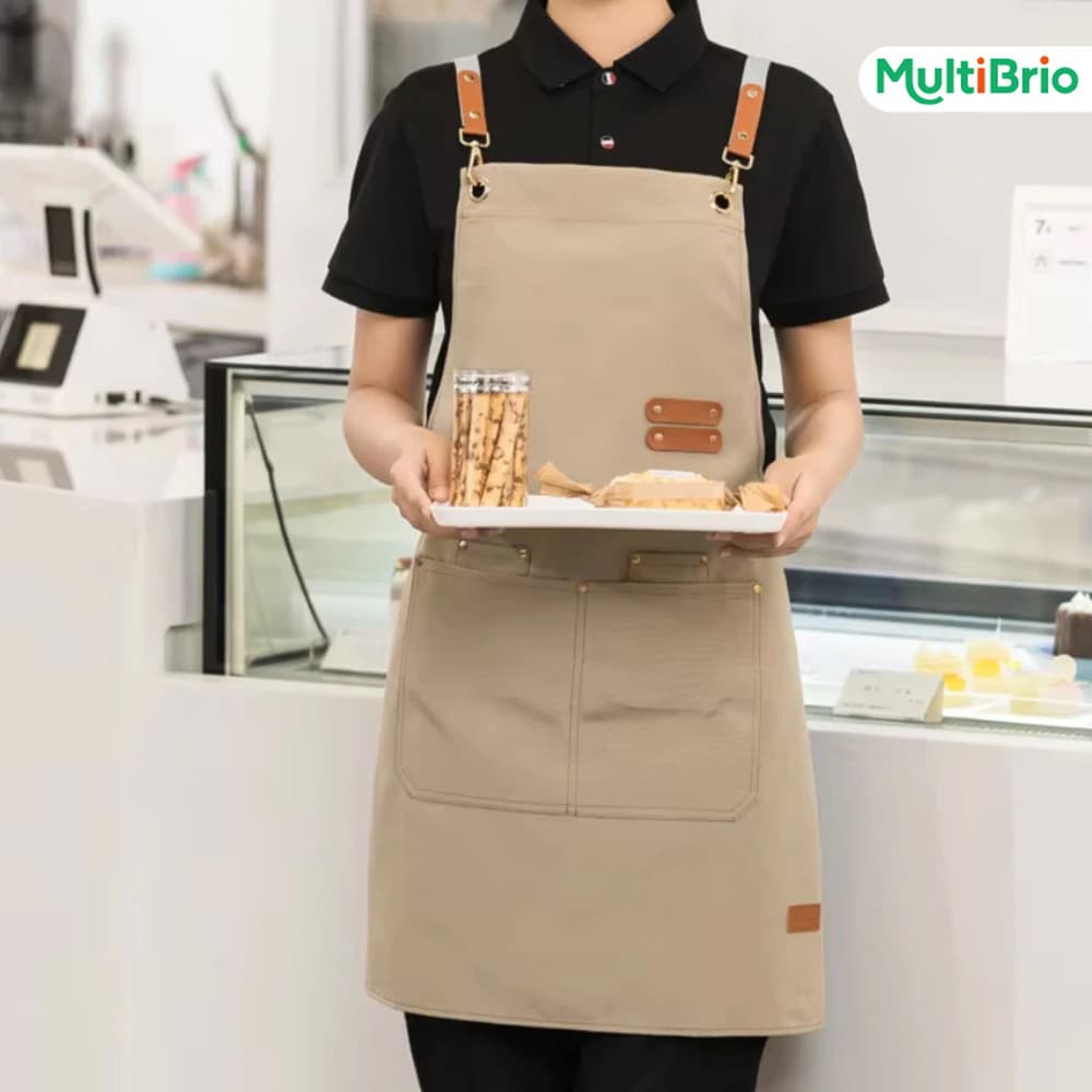 Avental de Cozinha Barato - Ajustável com Botões e Bolso Grande