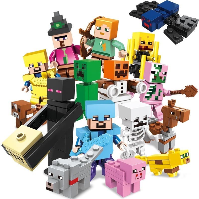 Minecraft: Um Conjunto Completo de 16 Modelos de Personagens Realistas para Blocos de Construção Educacionais Infantis