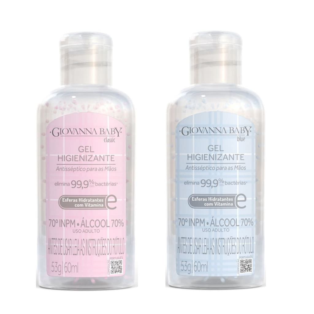 Kit 2 Álcool em Gel Higienizante Giovanna Baby Blue e Classic 60ml