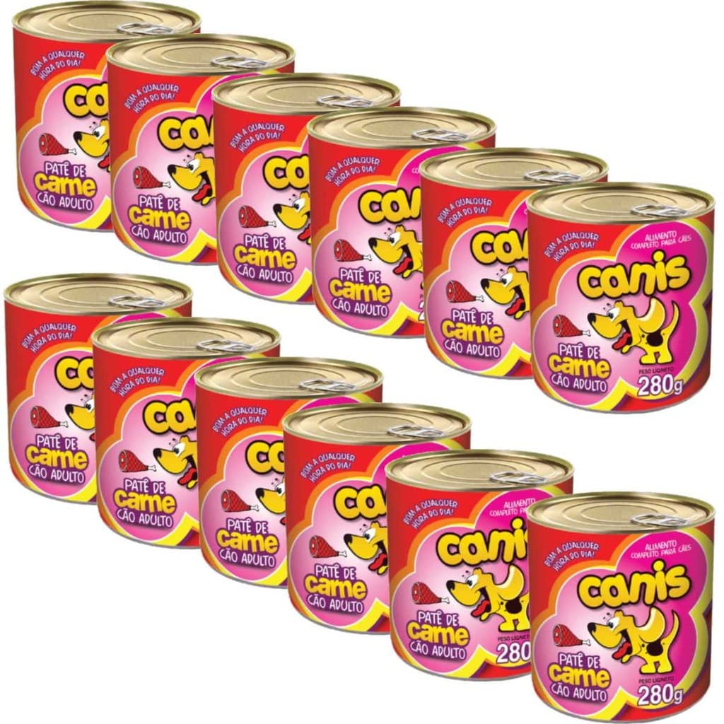 Kit Patê Para Cachorro Canis Adulto Sabor Carne  280g 12un