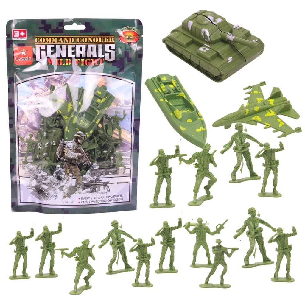 Kit Soldadinhos de Brinquedo 60 Peças com Acessórios Militares - Castela