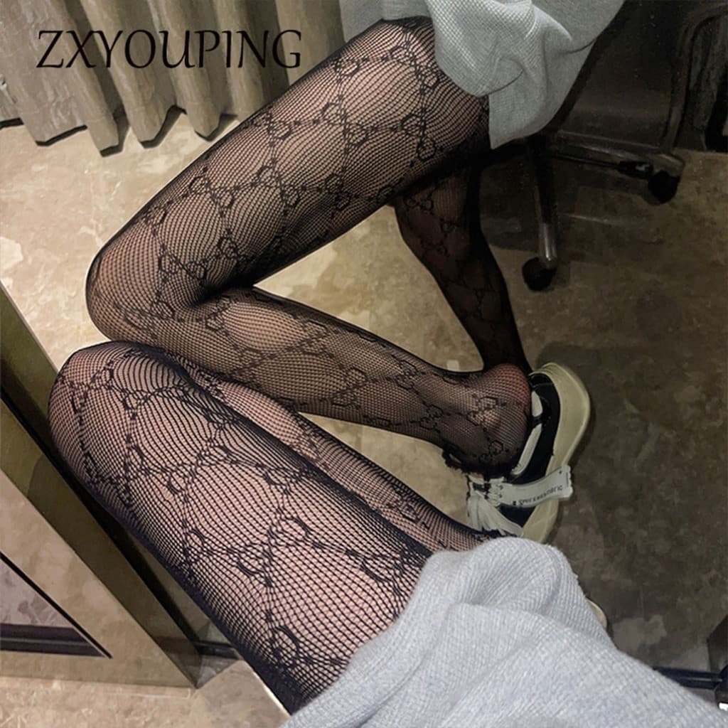 ZXYOUPING JK Preto Meia Arrastão Meias Para Mulheres Sexy Brilhante Perolado Com Diamantes Rendas Oco Malha Macacão