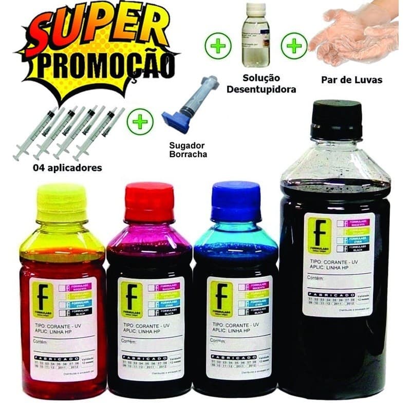 500ml Kit Tinta Recarga Cartucho Hp 2774 Cartucho 667 Com Sugador Desentupidor Manual De Instruções