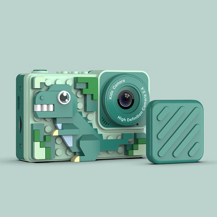 Câmera Digital Infantil HD Dual - Blocos de Construção Criativos com Desenhos Animados