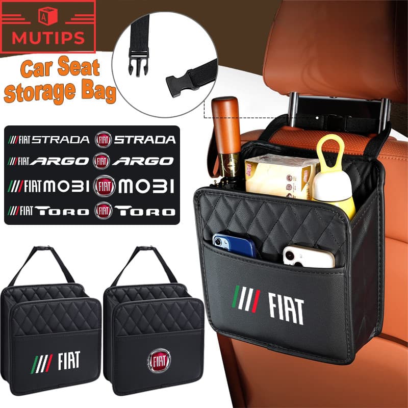 Fiat Bolsa De Armazenamento Para Banco Traseiro De Carro Organizador De Couro Suporte Copos De Telefone De Tecido Strada Argo Mobi Toro Fastback Pulse Cronos Scudo 500 Titano Palio Idea Uno Punto