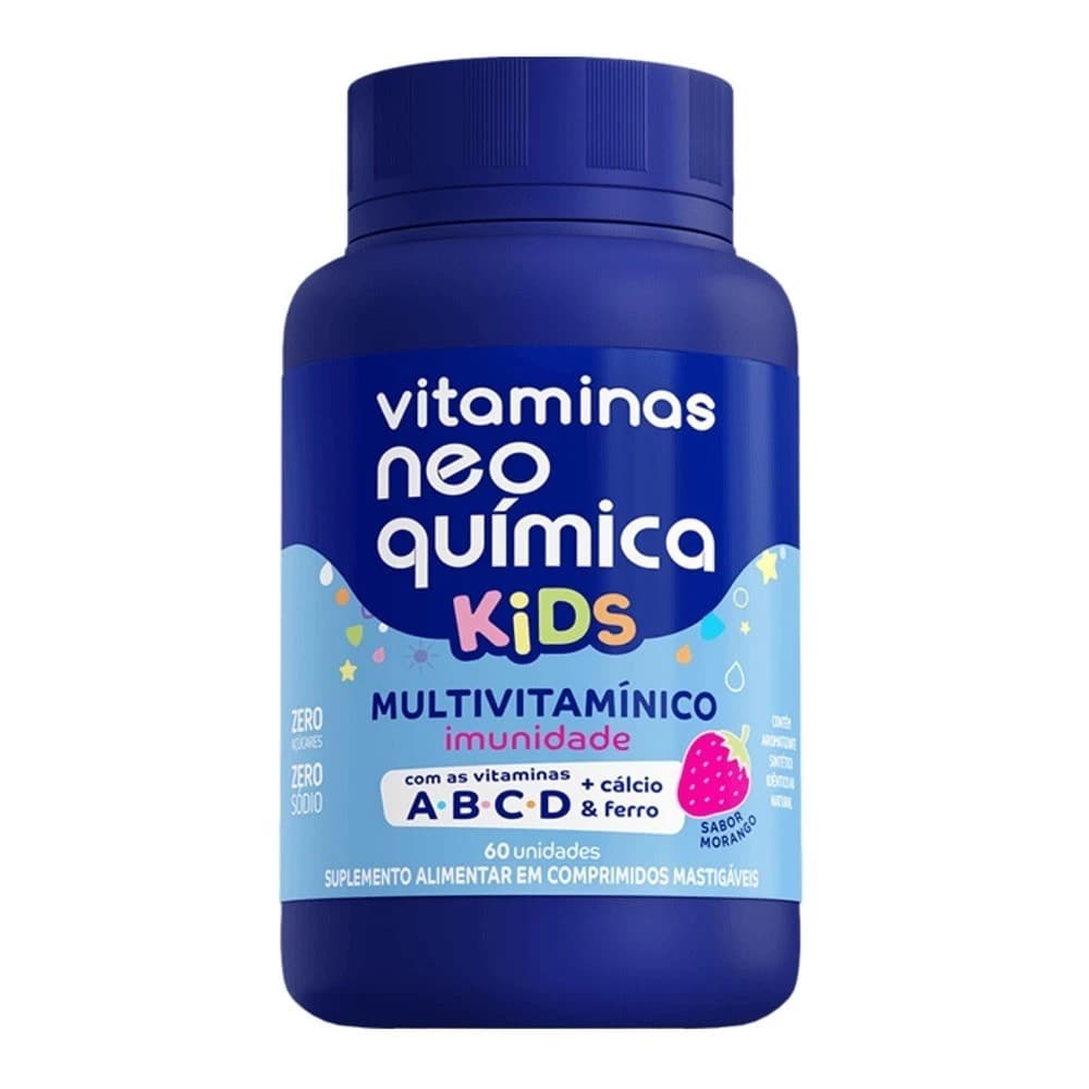Vitamina Neo Química Kids 60 Comprimidos Sabor Morango