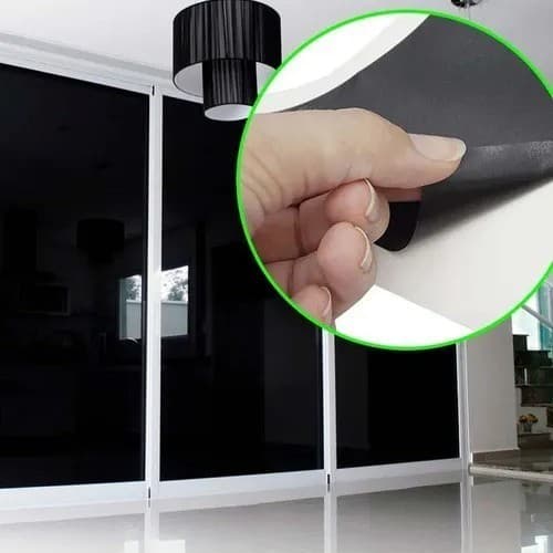 Película Adesiva Vinil Preto Blackout Isola Luz Solar Janela Vidro Porta