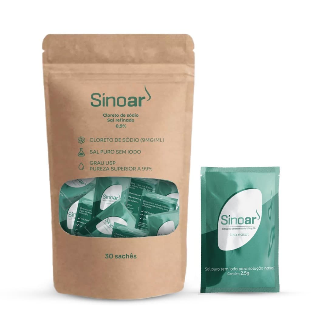 Cloreto De Sódio Pacote Com 30 Sachês Soro Para Lavagem Nasal Higienização do Nariz