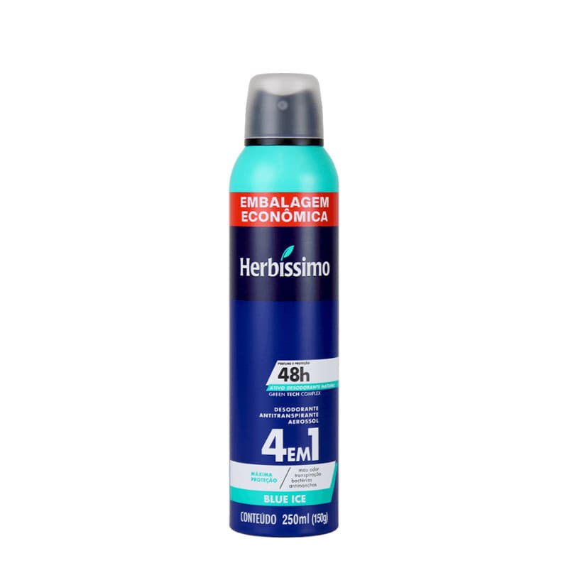 Desodorante Antitranspirante Aerossol Herbíssimo Blue Ice 250ml Embalagem Econômica