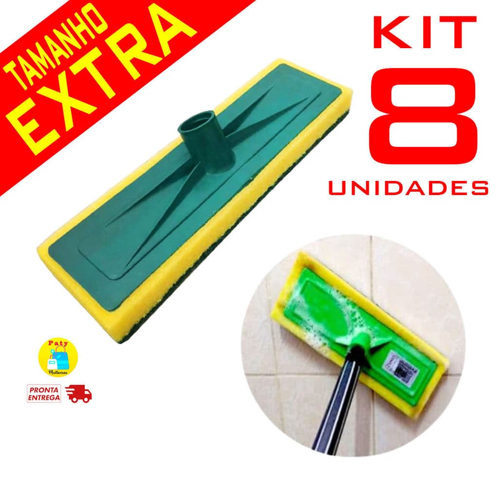 Kit 2 a 8 Lava piso esfregão porcelanato azulejo chão vidro passa cera limpeza pesada s/ cabo