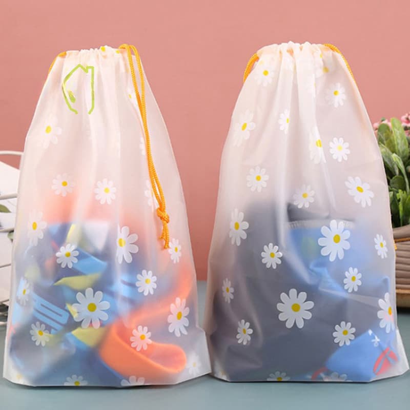 10PCS Drawstring Sacos Para Armazenamento De Calçados À Prova D'água EVA Daisy Pattern Packaging Organizer Maquiagem