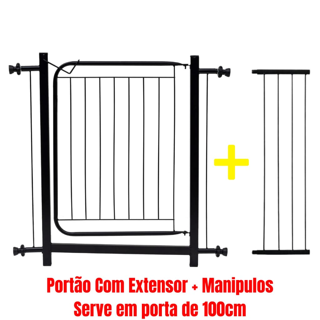 Portão Grade de Segurança Pets e Crianças 80 á 100 cms Aço Antiferrugem