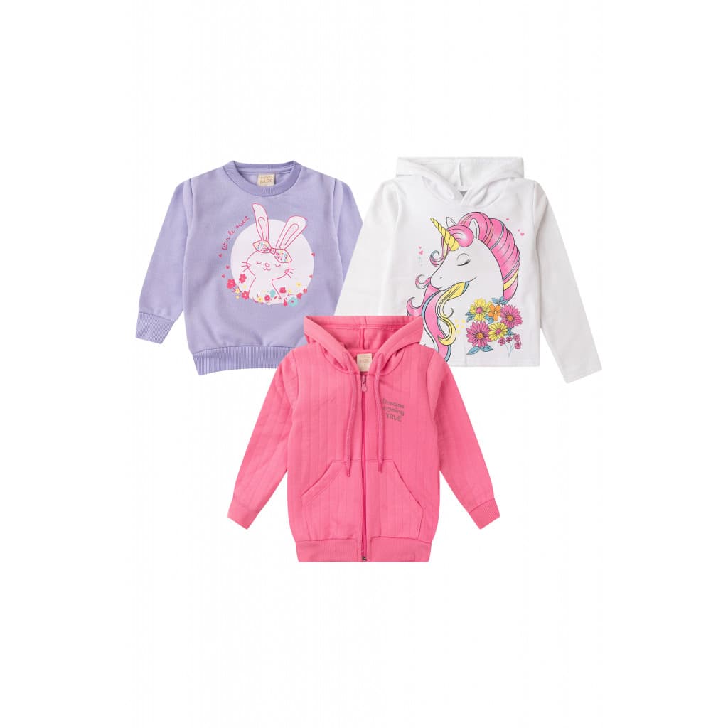 Kit Sortido 3 Casaco - Jaqueta Infantil Feminino Avulso