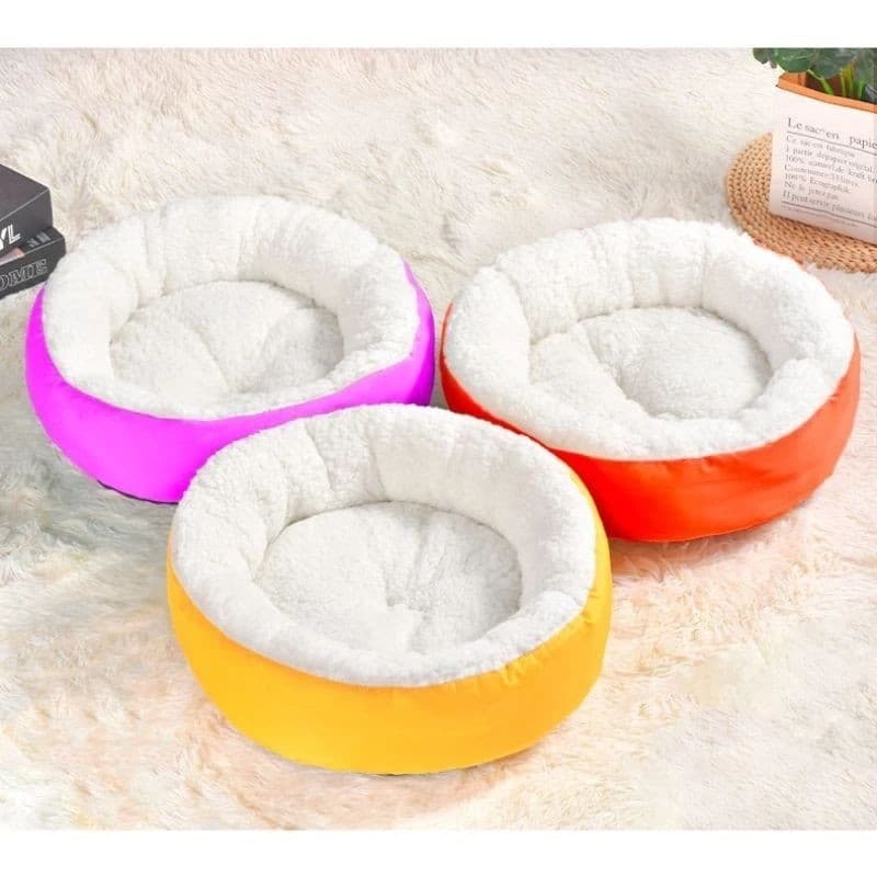 Cama Pet Redonda de Sherpa, Confortável para cães e gatos fofinha e quentinha para o inverno