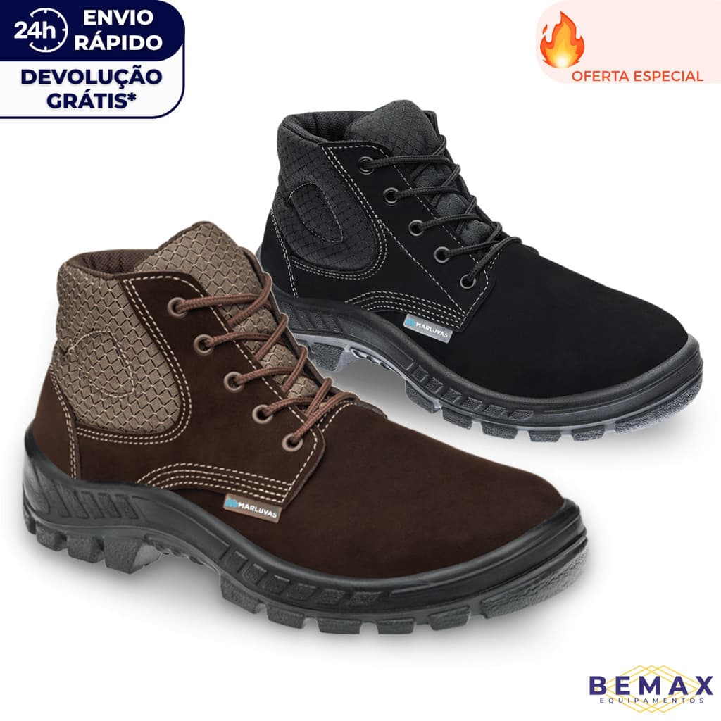 Botina Segurança Bota Marluvas 50b26 Bico Pvc Nobuck Obras Epi CA 45611