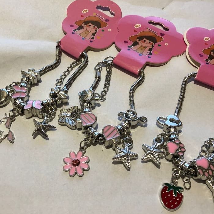 Kit 1 ate 12 Unidades Pulseiras Infantil Berloques Feminina Pingentes Atacado Revenda