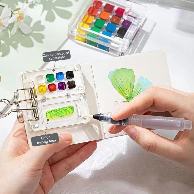 Decorador 8/15 Grades Acrílico Mini Paleta De Aquarela Portátil Caixa De Pintura De Viagem Bandeja Em Materiais De Arte