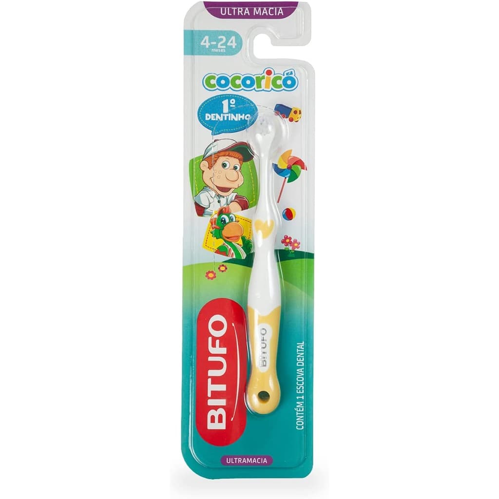 Escova Dental Bitufo Cocoricó 1° Dentinho Ultramacia Com 1 Unidade Cores Sortidas