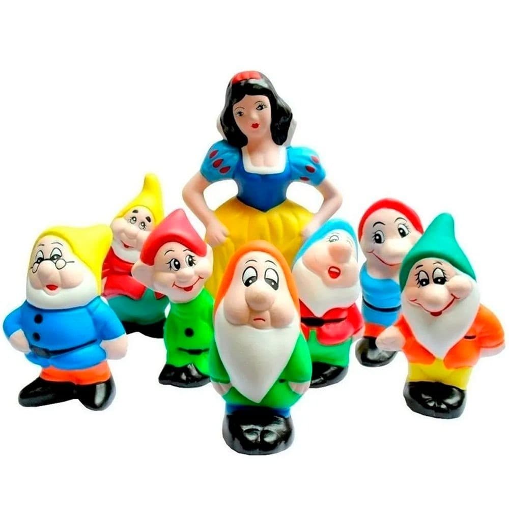 Kit Branca de Neve e os 7 Anões em Cerâmica Decorativa Grande - Casa e Jardim