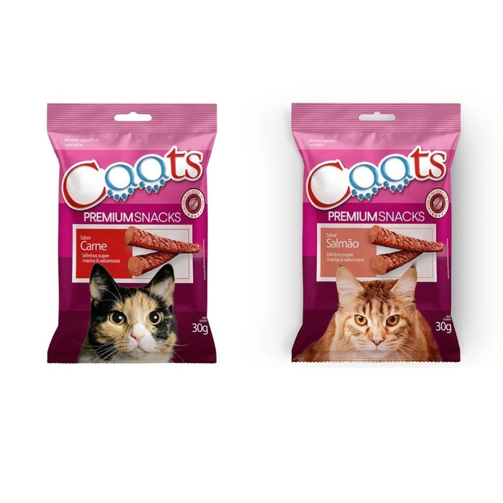 PETISCO BIFINHO Para GATOS CAATS PREMIUM SNACKS  Anti Bola de Pelo 30g