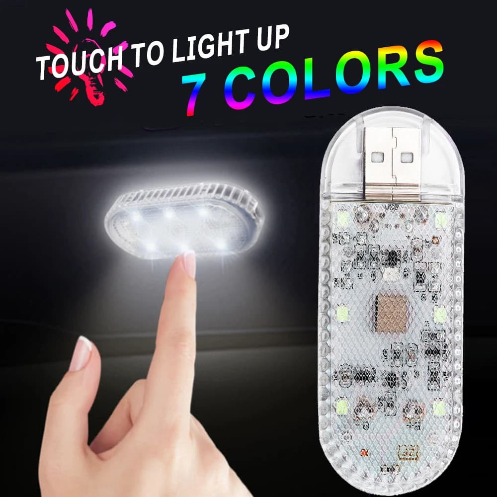 Luz De Toque LED De Alto Brilho Carregamento USB Iluminação Interior Do Carro Mágica Autocolante Lâmpada Ambiente Com Modo Estroboscópico Para Várias Cores