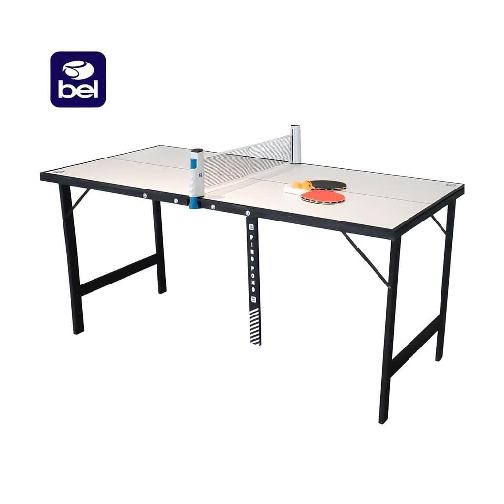 Mini Mesa de Ping-Pong com Kit 1 Rede Retratil + 2 Raquetes + 3 Bolinhas - Bel