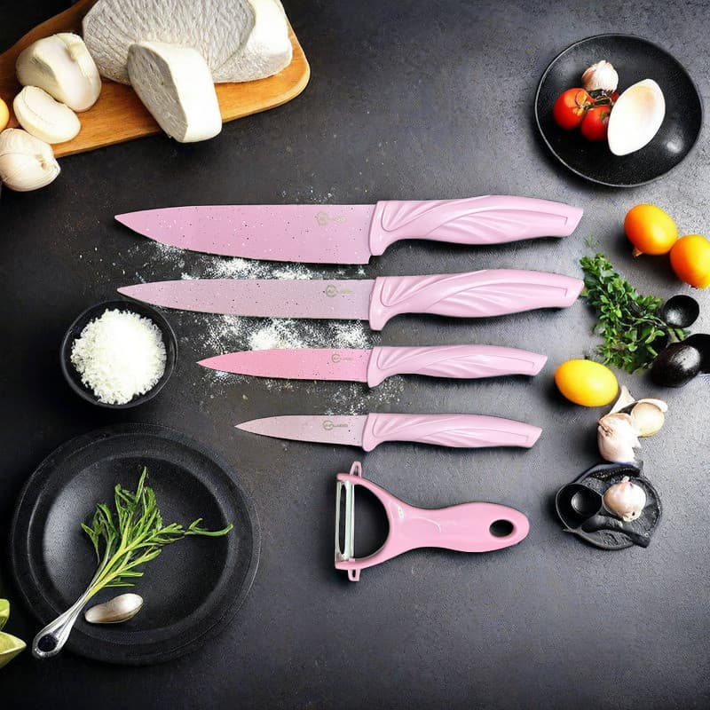 Conjunto de facas com utensílios de cozinha profissionais de aço inoxidável de 5 peças