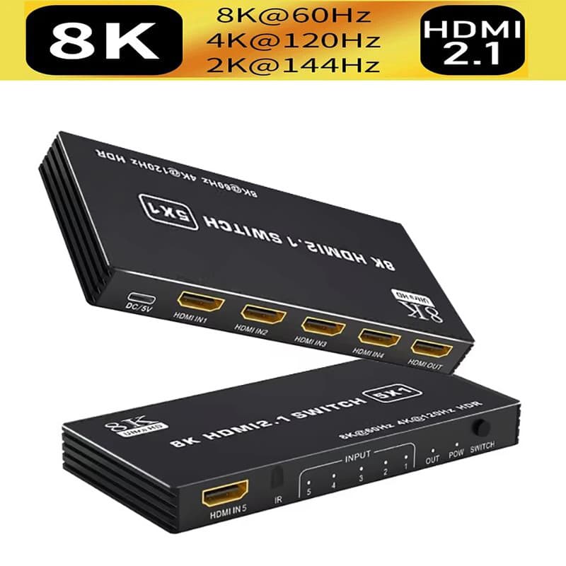 8K 60Hz HDMI2.1 Switch 4K 120Hz 3x1 4x1 5x1 HDMI Switcher HDR 3 4 5 Em 1 Conversor De Áudio E Vídeo Para Saída