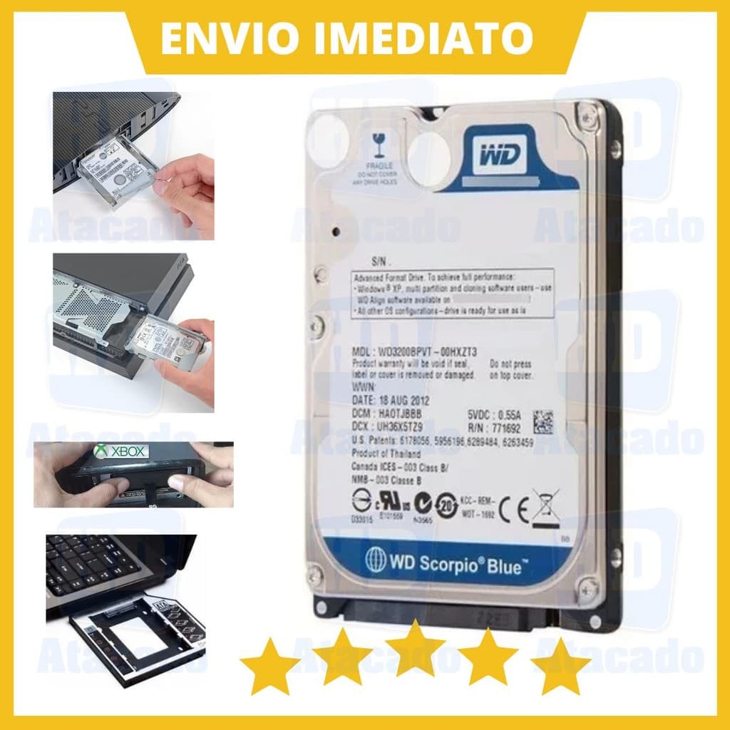 HD 160GB a 500GB Interno SATA 3 de Xbox/Playstation/Notebook - Slim 2.5'' Disco Rígido