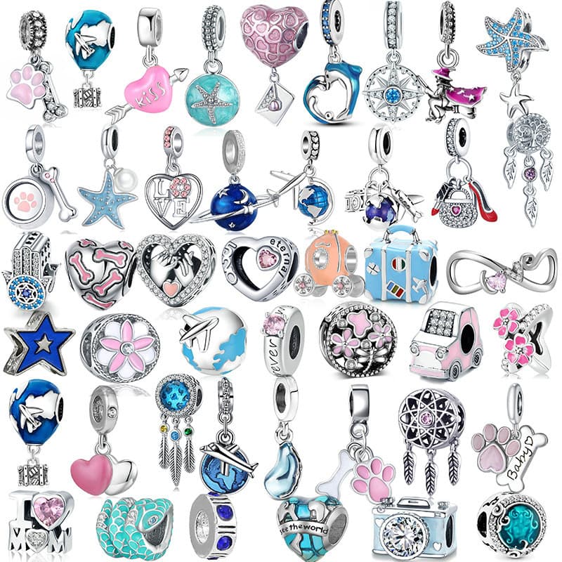 Charme Berloque Prata 925 Pingente Aço Inoxidável Contas DIY Belas Jóias Moda Pulseira Colar Acessórios